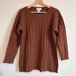 Christina Ribbed Knit Sweater in Rich Brown